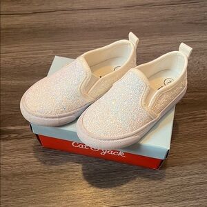 Cat & Jack Kids Glitter Slip-On Sneakers - Cream